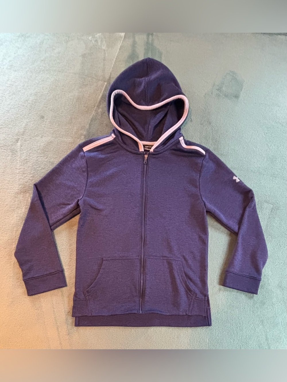 Youth Under Armour Zip Navy Hoodie with Gray Trim, Size: L (Youth) Coldgear